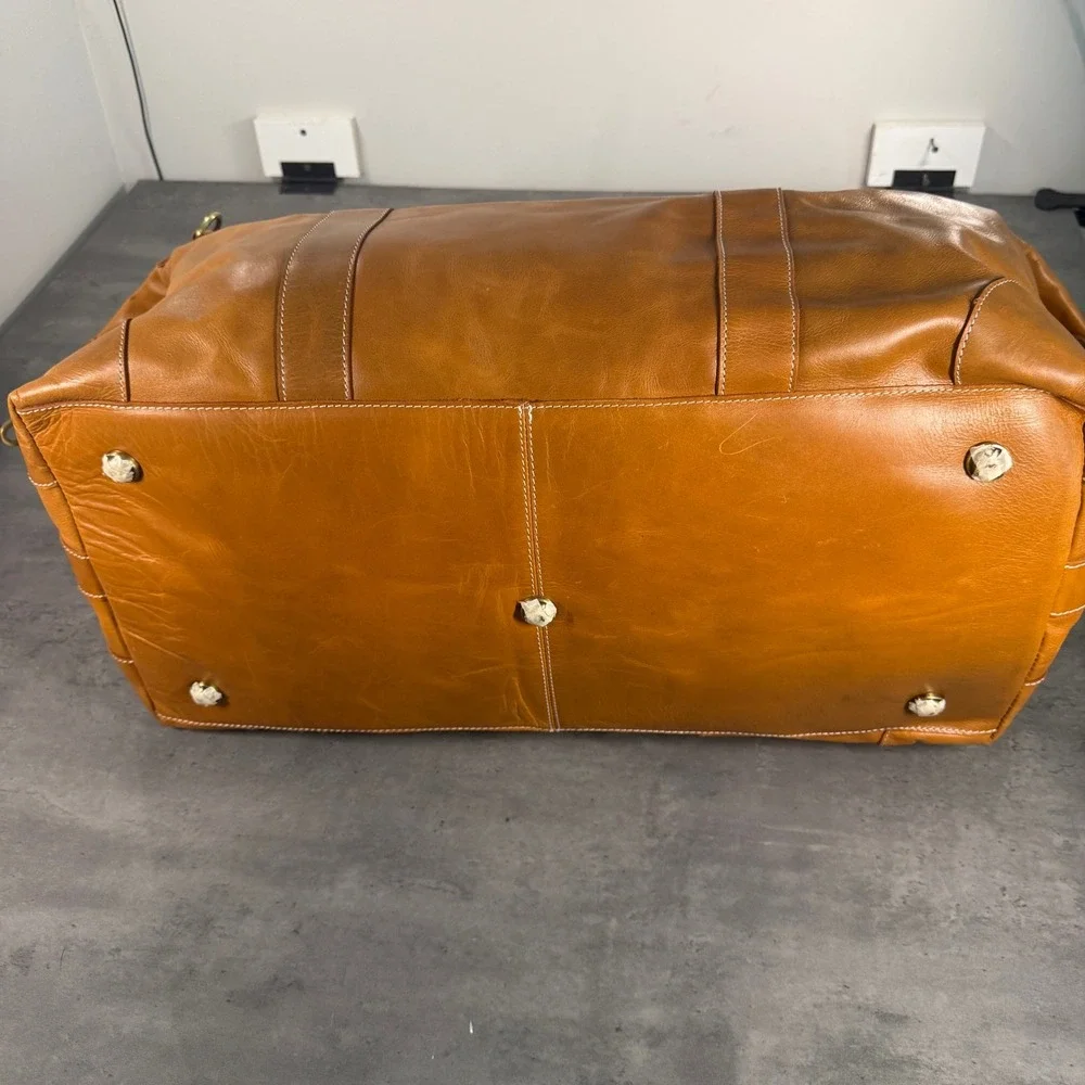 Denver Leather Craft Dutch Duffel Bag Mens Large Tan Leather Weekend Travel